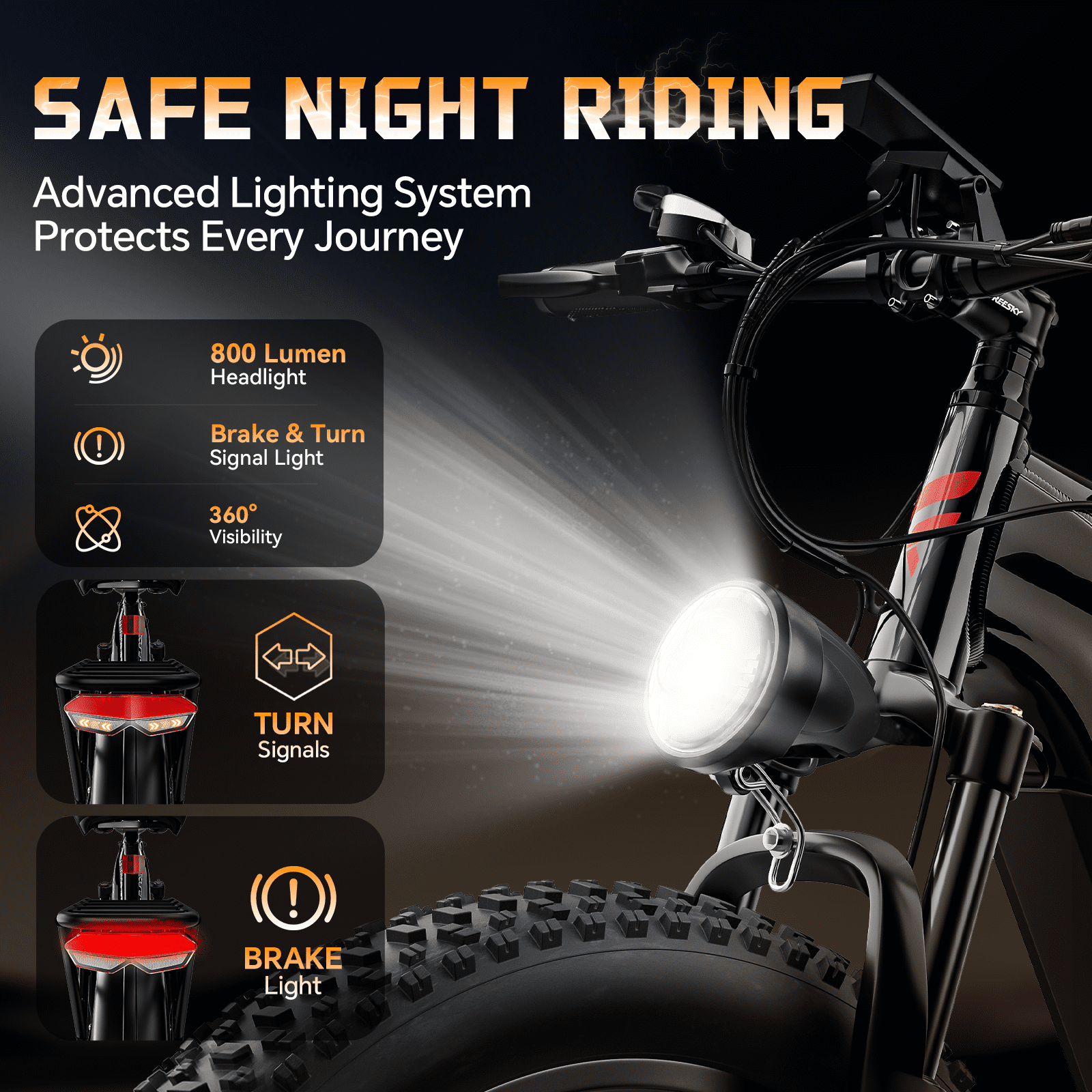 FREESKY 2000W Electric Bike for Adults, 48V 25Ah Removable Battery 37MPH 95Miles, 26" Fat Tire Full Suspension All-Terrain Mountain Bike, UL2849