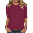 thumbnail image 2 of Womens Beach Clothes Kelon Ladies Tops and Blouses Short Sleeve Shirts Cowl Neck Business Work Blouses Trendy Tees Summer Loose Fit Tops Trendy, 5XL, 2 of 5