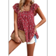 thumbnail image 3 of Blusas Tipo Túnica de Verano para Mujer, Blusas Informales Elegantes, Holgadas, de Corta. Rojo XL, 3 of 10