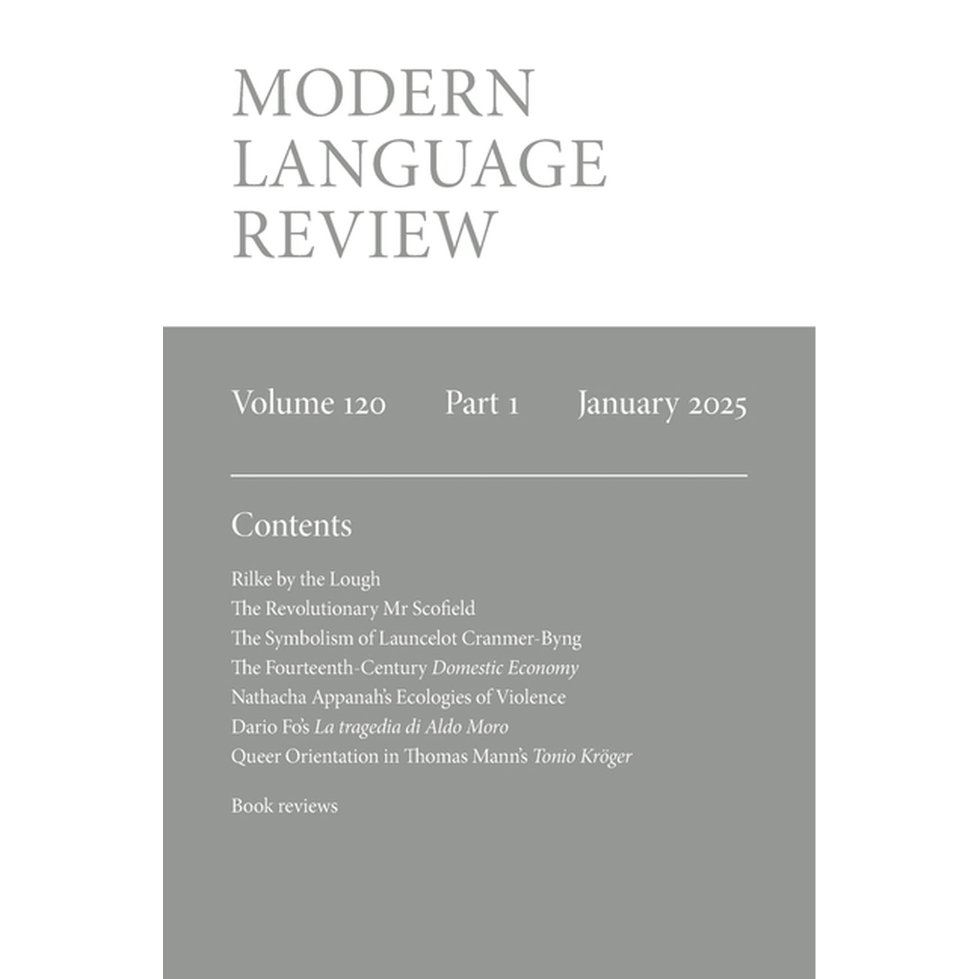 Modern Language Review (120.1) January 2025 (Paperback)