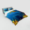 thumbnail image 2 of Ambesonne Ocean Bedding Set 4 Pcs, Coral Reef Fish Turtle, Queen, Yellow Orange Navy, 2 of 2