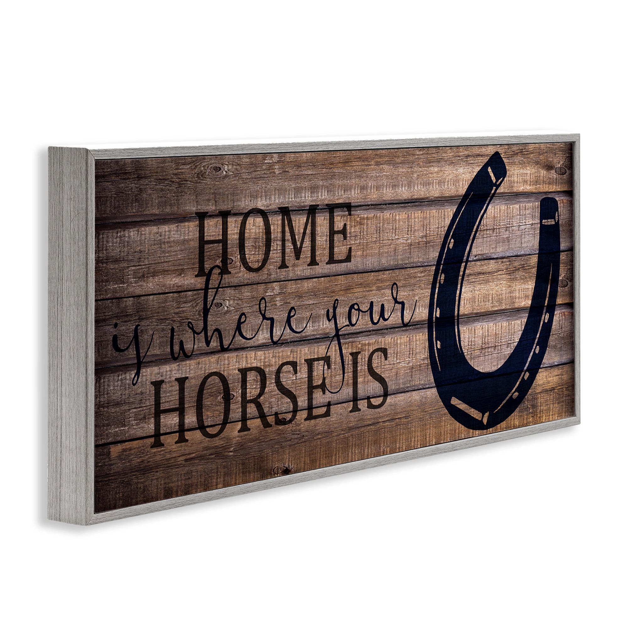 Stupell Industries Western Home Where Horse Is Typography Painting Gray Framed Art Print Wall Art, 30 x 13