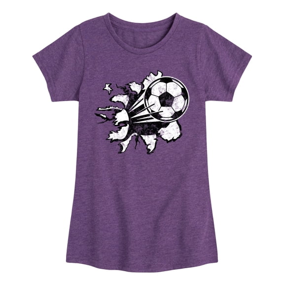 Instant Message - Soccerball Shirt Tear Fitted Short Sleeve Graphic T-Shirt