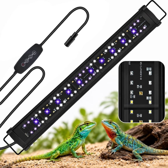 WISHRUN 22-Inch LED UVB Light for Reptiles, 26W Adjustable 10.0-20.0 UVA UVB Lamp with Dimmer & Timer, Full Spectrum Sun Light for Bearded Dragon, Turtles, Snake Terrarium Tank