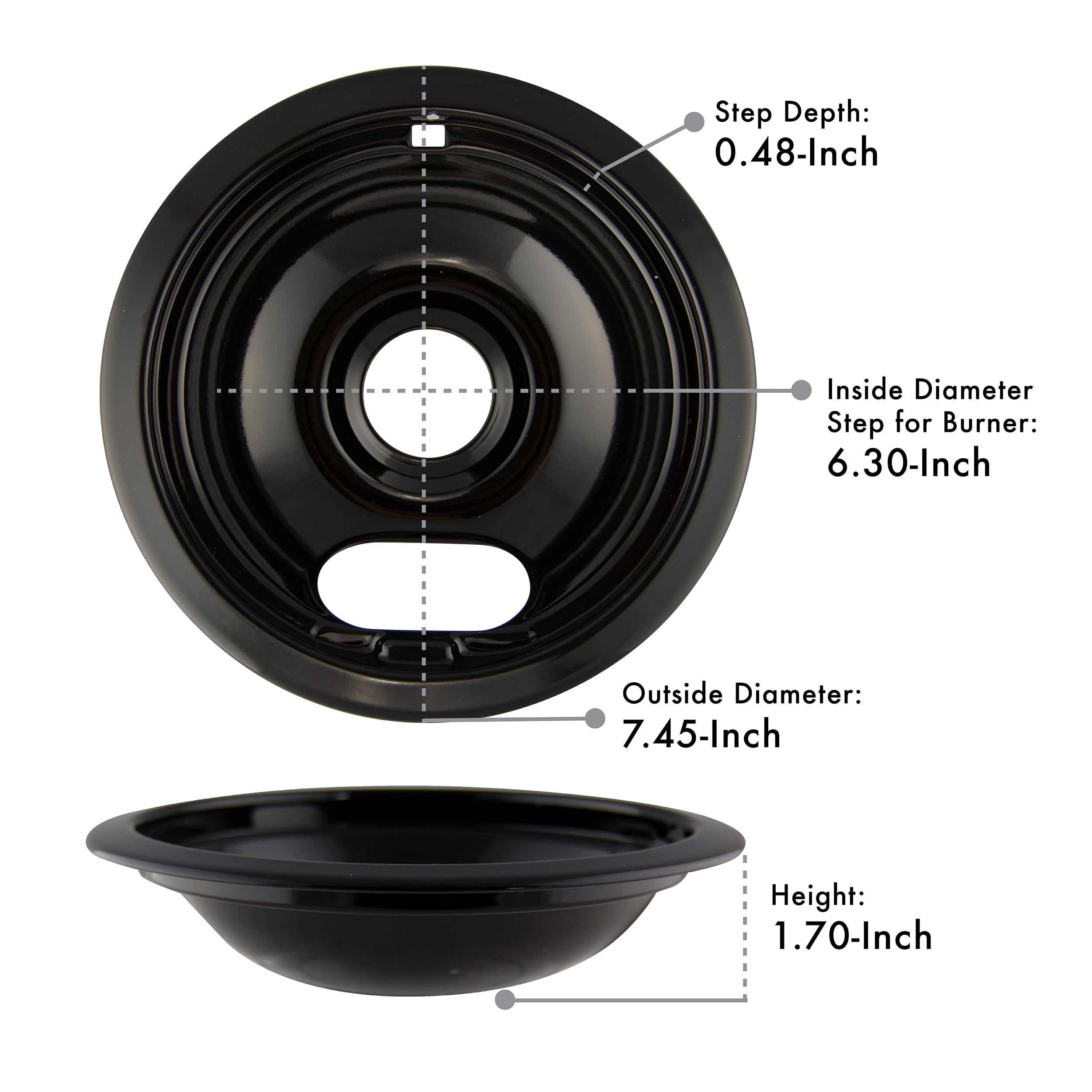 Range Kleen P10124XZ Style A Heavy Duty Black Porcelain Drip Bowls, 1 Large and 3 Small