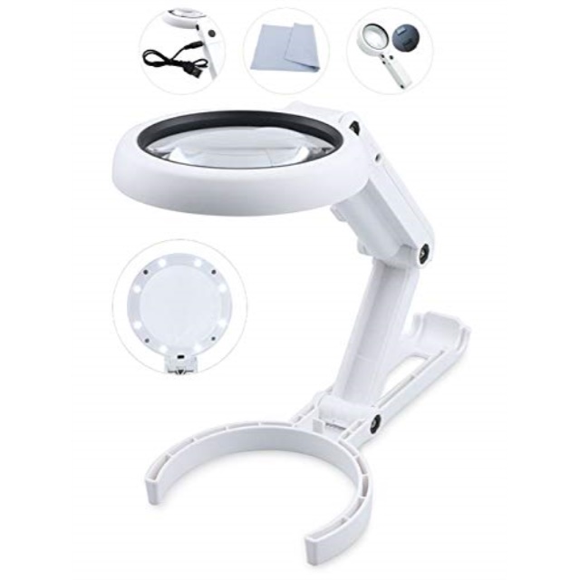 magnifying glass with lights,adjustable standing base,portable handheld