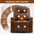 thumbnail image 3 of JMYMRY Recliner Chair with Heat and Massage, PU Leather, Adjustable Angle, Cup Holder, Side Pocket and USB Charge Port for Living Room, Brown, 3 of 9
