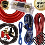 Complete 3000W 4 Gauge Car Amplifier Installation Wiring Kit Amp PK3 4 Ga Red