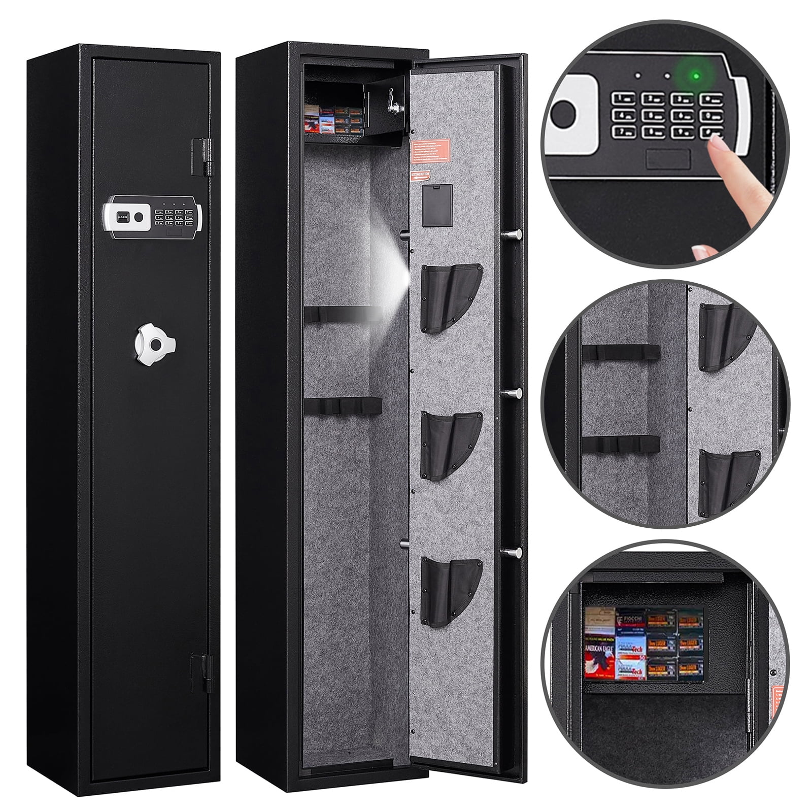 Gun Safe,5 Gun Safes for Home Rifle and Pistols,KAINSY Quick Access Silent Large Steel Rifle