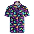 thumbnail image 2 of Men's Polo Shirts Dinosaur Print Button Up Collar Performance Short Sleeve Graphic Golf Moisture Wicking Purple T Shirts for Man, 2 of 4