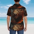 thumbnail image 4 of Balery Cool Flame Lion A Camisas hawaianas de manga corta para hombre, camisas playeras de corte holgado, camisas de vacaciones con botones,XX-Large, 4 of 7