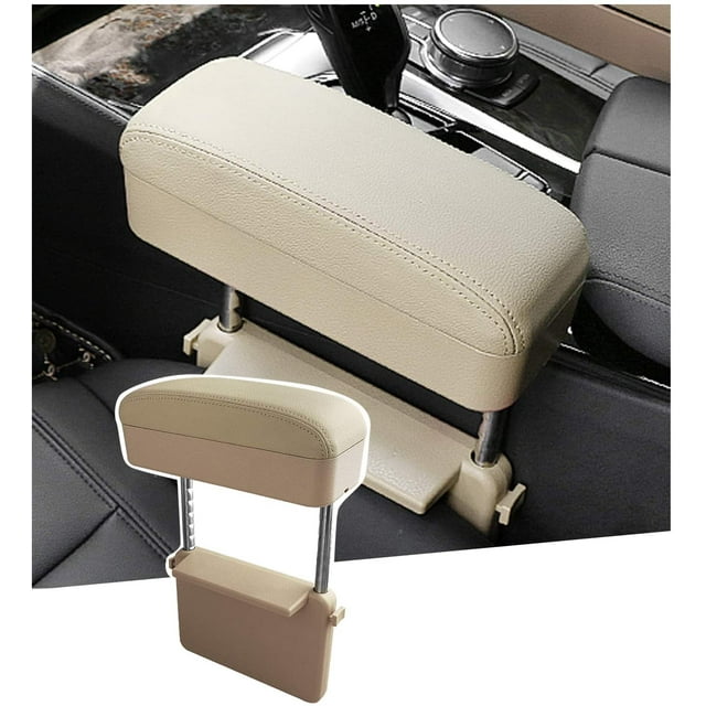 Extenseur d'Accoudoir de Voiture Support Coude & avant-Bras Repose-Poignet Support Hauteur Réglable Coussin de Confort Ajustement Universel pour la Plupart des Modèles de Voiture Console Centrale (Beige)