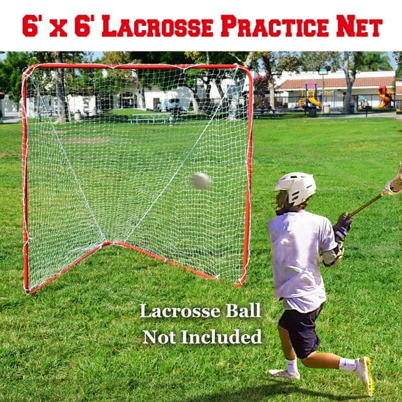 SUNNYOUTDOOR 6x6x7' Backyard Lacrosse Practice and Training Goal, Includes Portable Steel Frame and Lacrosse Net for Youth Kids and Adults