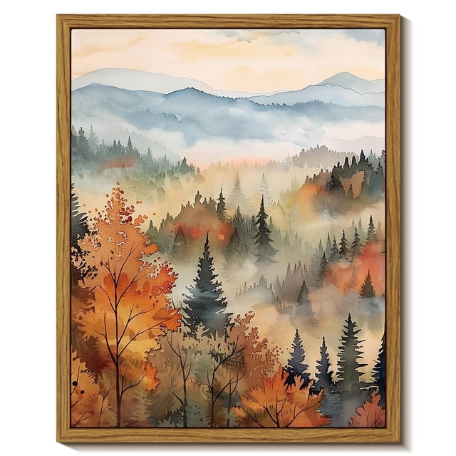 Cuadro mural en lienzo vintage Simsea con forma de bosque otoñal, 20 x 25 cm