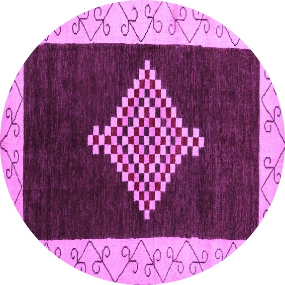 Ahgly Company Indoor Round Abstract Purple Modern Area Rugs, 8' Round