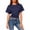 01 Navy, variant on YueHuiYing Women Fashion Casual Solid Color Short-sleeved Round Neck Hollow Front And Back Wearable T-shirt Short-sleeved Round Neck Shirt