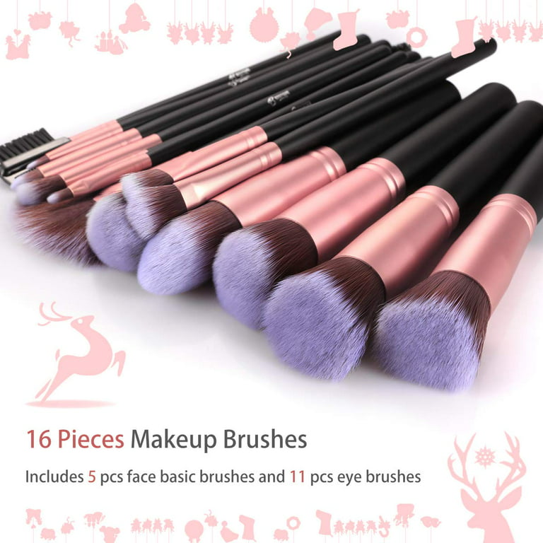 BESTOPE PRO Kit de brochas de maquillaje de alta calidad con base  sintética, polvo difuminador, colorete, corrector y sombras (oro rosa)