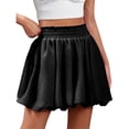 thumbnail image 2 of CIENVNSTG Mini Bubble Shorts for Wome High Waisted Wide Leg Loose Fit Casual Comfy Ruffle Bloomersn with Pockets Black L, 2 of 4