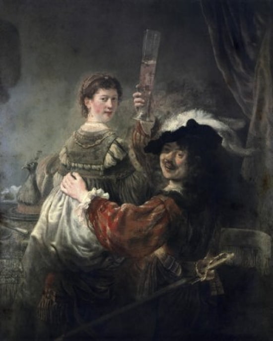 Prodigal Son in the Tavern (Rembrandt & Saskia) ca 1635 Rembrandt Harmensz van Rijn (1606-1669 Dutch) Oil on canvas Staatliche Kunstsammlungen (Gemaldegalerie Alte Meister) Dresden Germany Canvas Art