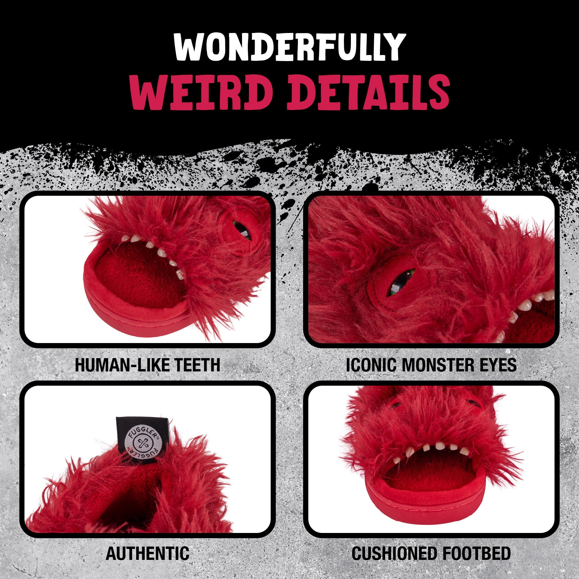 Fuggler Unisex Wide Eyed Weirdo Plush Slippers