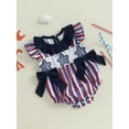 thumbnail image 3 of Okbabeha Newborn Baby Girls 4th of July Outfits Fourth of July Bubble Romper Fly Sleeve USA Flag Embroidery Bodysuits Summer Independence Day Clothes, 3 of 8