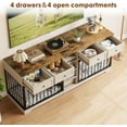 thumbnail image 4 of Double Dog Crate Furniture for 2 Dogs, 82” Heavy Duty Wooden Kennel & TV Stand with 4 Drawers & Shelves, Large Indoor Pet House and Storage Cabinet, Washed White, 4 of 7