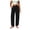 Black, variant on Women's Wide Leg Ankle Pants Drawstring High Waist Side Pocket Split Hem Relaxed Fit Casual Daily Loungewear Trousers