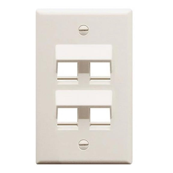 FACEPLATE, ANGLED, 1-GANG, 4-PORT, WHITE