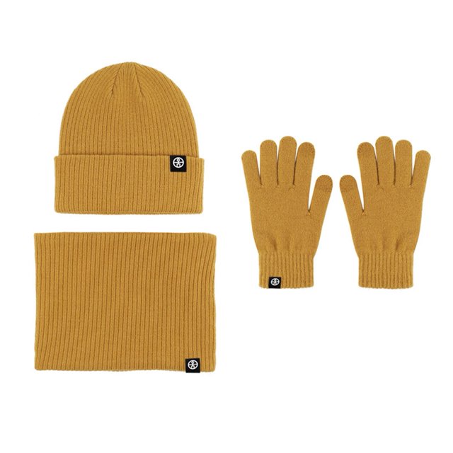 CSChome Solid Color Hat Unisex Winter Hat and Scarf Set - Thick Warm Elastic Non-Slip Windproof Outdoor Cycling