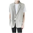thumbnail image 2 of pstuiky Camiseta sin mangas para hombre, Traje de bolsillo de color liso con solapa y sin mangas para hombre Camisas para hombres m, 2 of 6