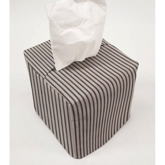 Ticking Stripe Tissue Box Cover by Penny's Needful Things (Cube) (Black)
