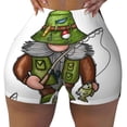 thumbnail image 2 of Lsque Fishing Gnome Pattern High Waisted Biker Shorts for Women-Tummy Control Fitness Athletic Workout Running Yoga Gym Shorts,Moisture-Wicking-Large, 2 of 9
