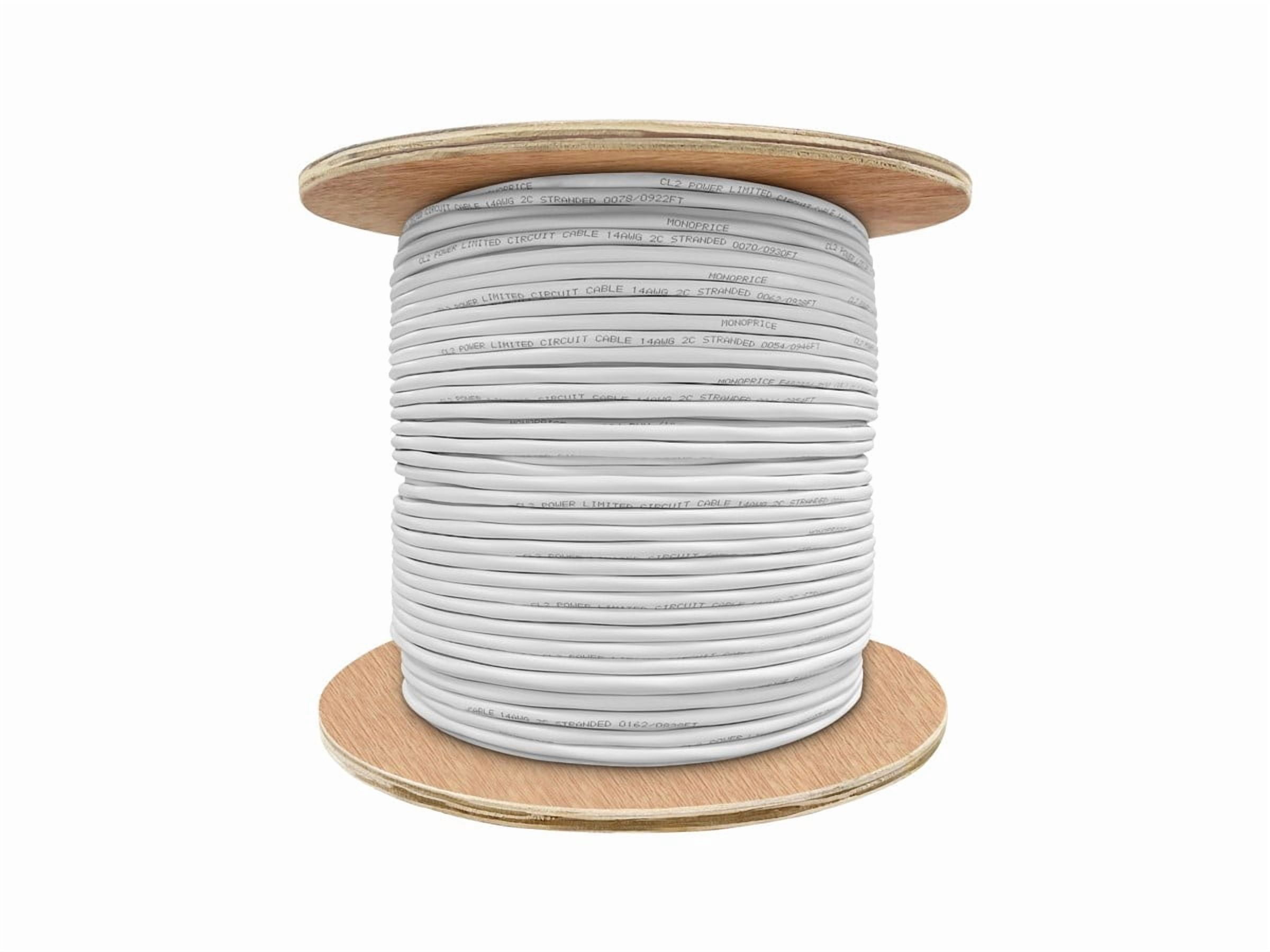 Monoprice Speaker Wire, CL2 Rated, 2-Conductor, 14AWG, 1000ft, White