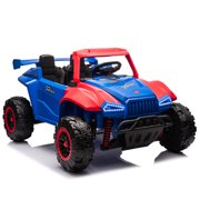 24V Two-seater Kids Ride On Electric Car W/Parents Control,Seat width 20.47in,2WD,Four-wheel suspension,The police car with a megaphone,Power display,Bluetooth,MP3,USB/TF,Music,LED Lights for Kids