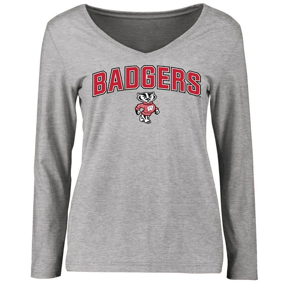 Women's Ash Wisconsin Badgers Proud Mascot Long Sleeve T-Shirt