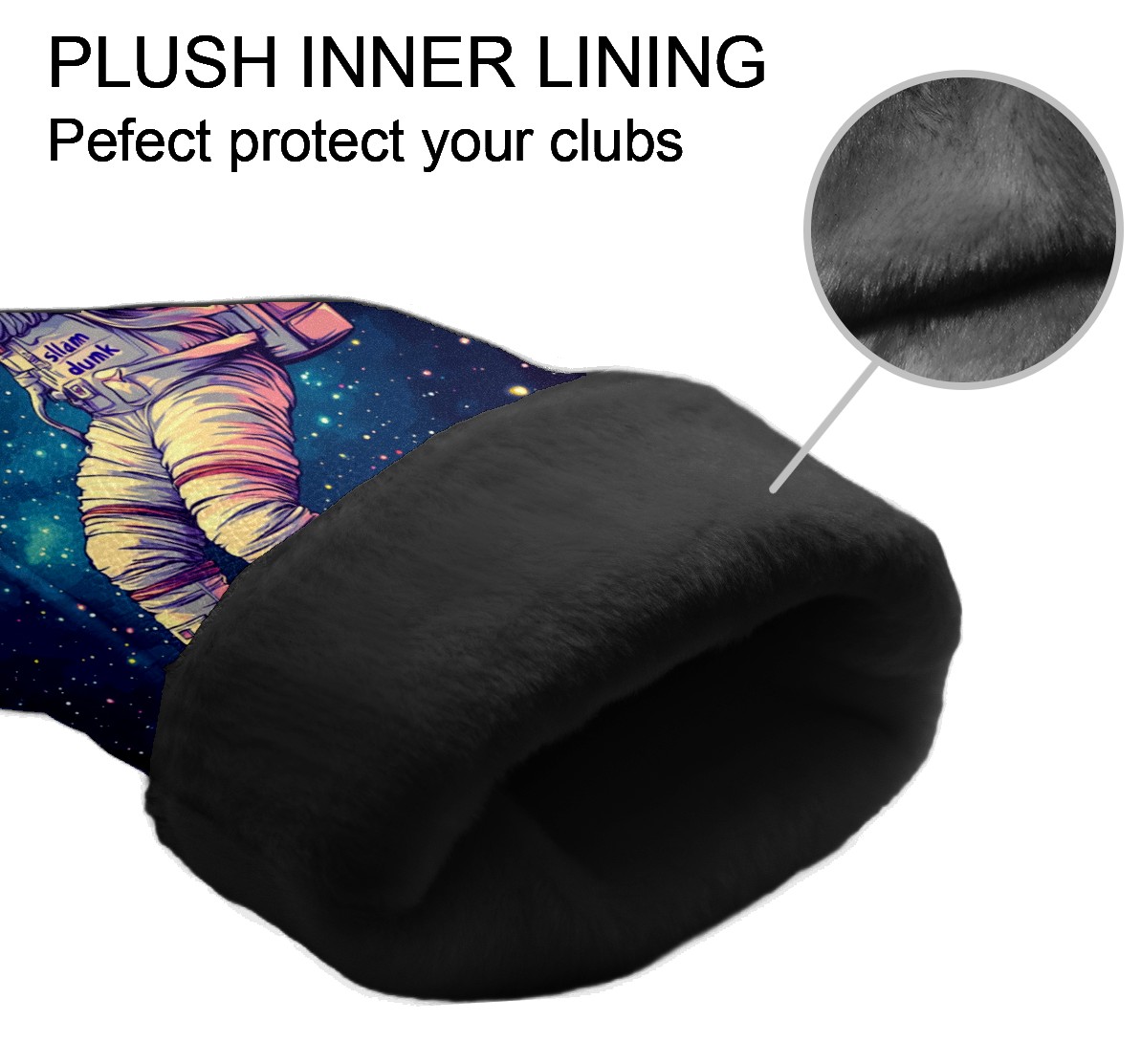 Golf Club Covers PU Leather Waterproof Head Covers for Fairway Woods Hybrids Astronaut Shooting
