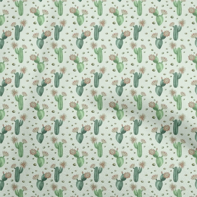 oneOone Velvet Green Fabric Cactus Sewing Craft Projects Fabric Prints By Yard 58 Inch Wide