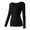 Black L, variant on Women Thermal Tops Round Neck Long Sleeve Slim Fit Bottoming Tops Solid Color High Elastic Thermal Underwear