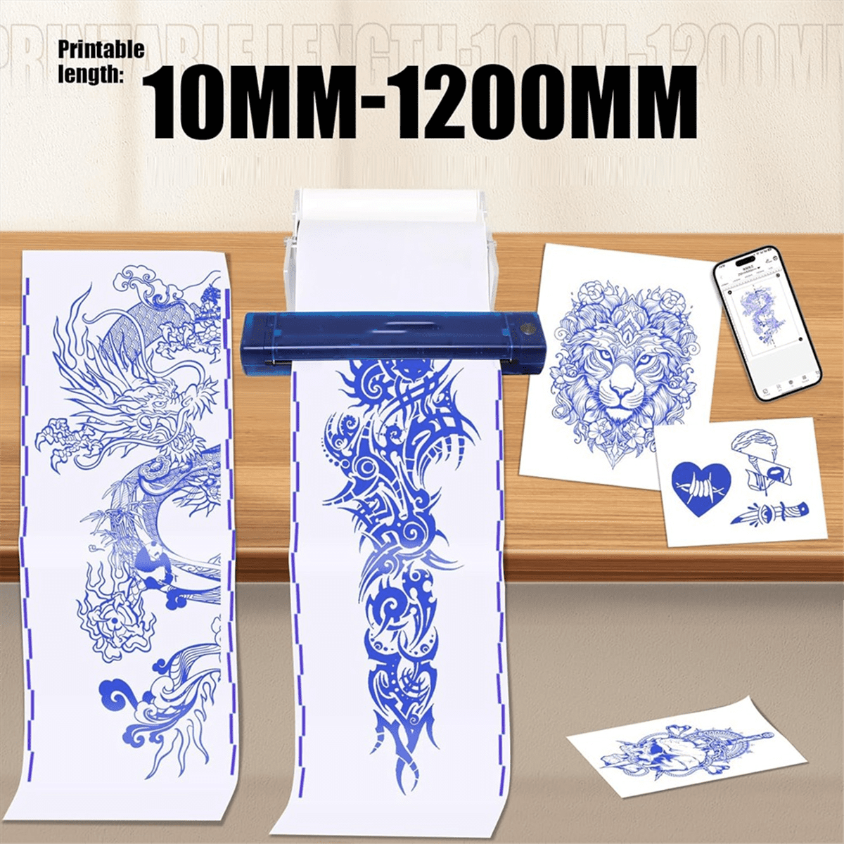 Transfer Paper - 95ft Tattoo Paper Roll, Double Layer Thermal for Long Drawing Function Transfer Machine,1set x stencil paper,As Shown
