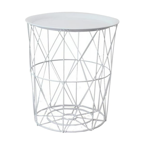 Hogar mesa de almacenamiento Convertible redondo Metal desmontable bandeja cesta té mesas hogar Decoración - Sunnimix Escritorio de extremo pequeño