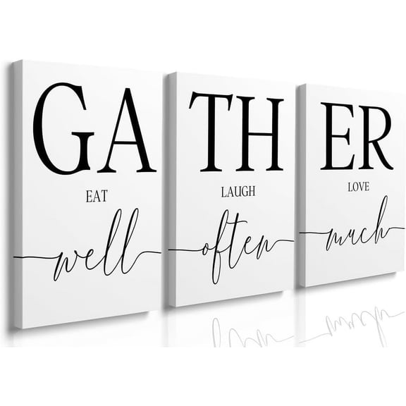 Gather Signs for Home Decor,Gather Wall Decor Dining Room Wall Decor,Kitchen Signs Wall Decor, Rustic Kitchen Wall Decor Farmhouse Family Wall Art for Living Room,Gathering Place Decor 12"x16"