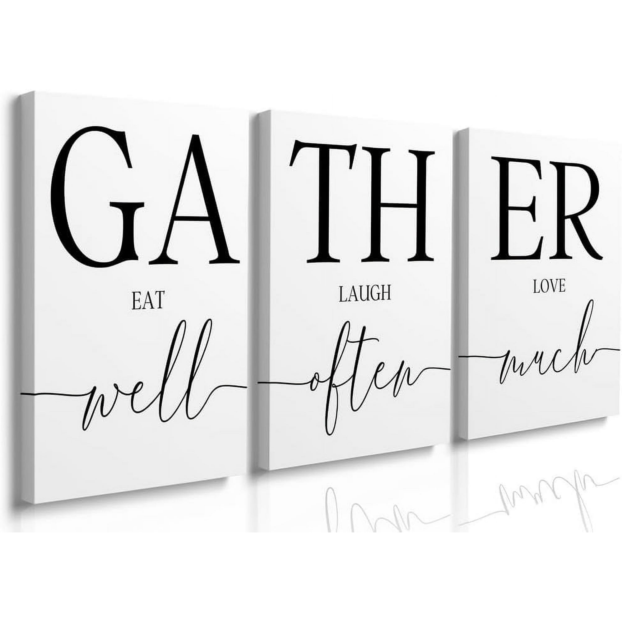 Gather Signs for Home Decor,Gather Wall Decor Dining Room Wall Decor,Kitchen Signs Wall Decor, Rustic Kitchen Wall Decor Farmhouse Family Wall Art for Living Room,Gathering Place Decor 12"x16"