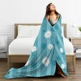 thumbnail image 5 of Blue Striped Flowers Throw Blanket, Super Soft Anti-Pilling Flannel Bed Blankets, 80"x60", 5 of 8