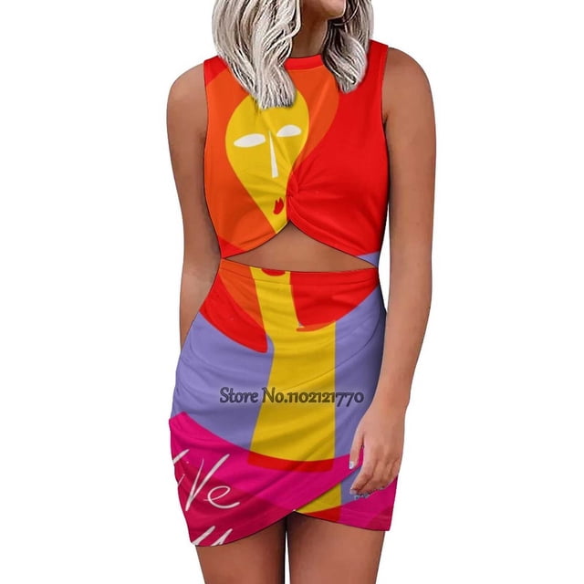 Longue Vie Mode Minimaliste Illustration Art Français Mode Dos à Lacets Robe Dos Nu Robe Col Carré Nœud Cœur Évasé