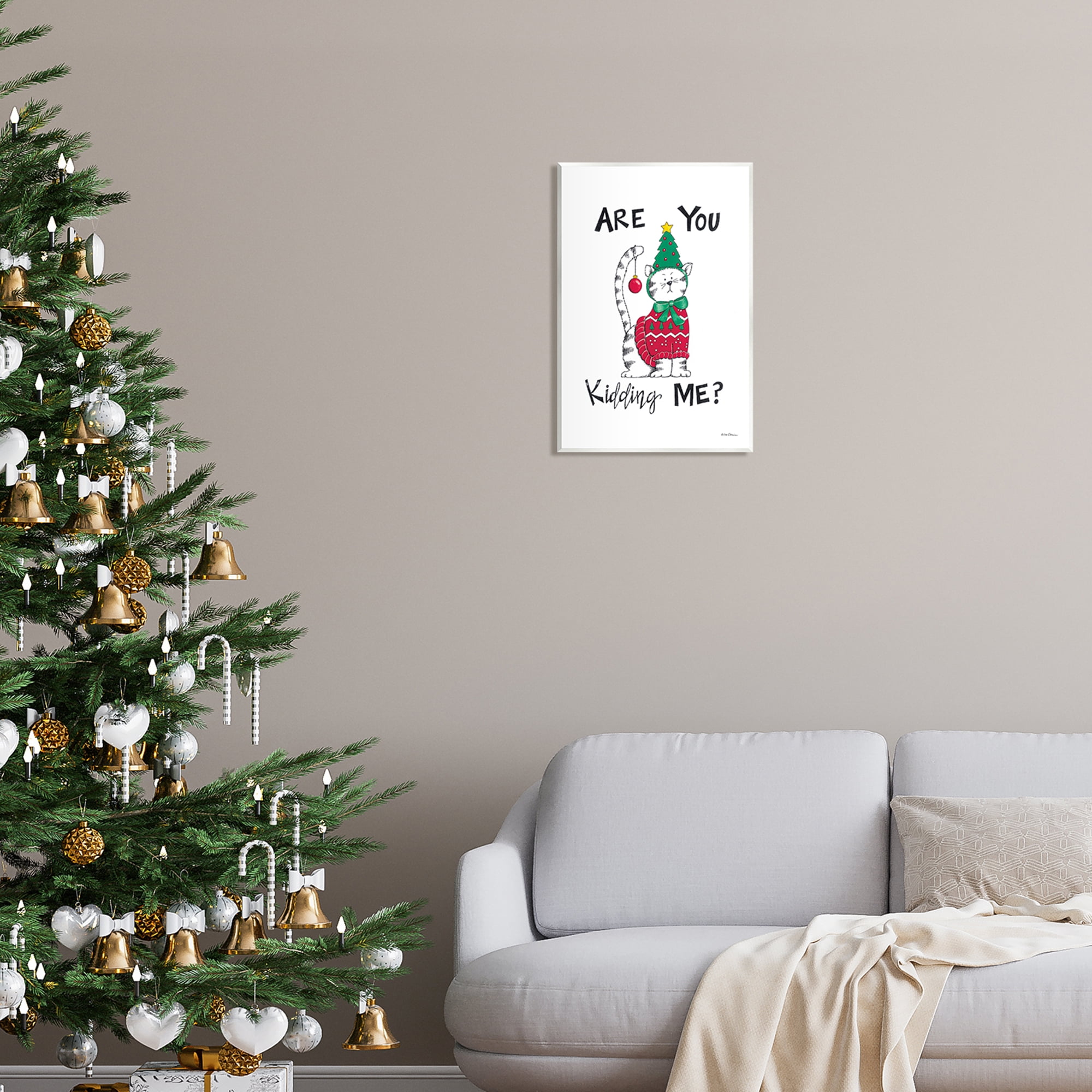 Stupell Industries Cat in Christmas Costume Holiday Painting Unframed Art Print Wall Art, 13 x 19