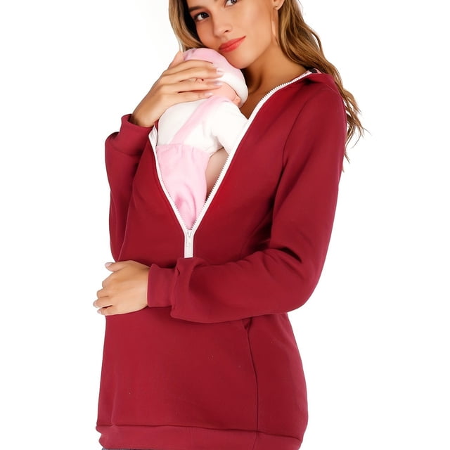 Baby Carrier Hoodie, 2 In 1 Kangaroo Maternity Hoodies For Mom And Baby Kangaroo Mother Sweatshirt