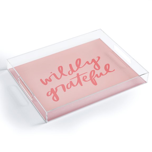 Society6 Wildly Grateful Pink by Chelcey Tate Acrylic Tray
