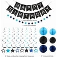 thumbnail image 6 of meowtastic Birthday Decorations, Happy Birthday Banner with Honeycomb Ball, Stars Hanging Swirl Streamer, Circle Dots Garland, Happy Birthday Party Decorations for Women Men Boys Girls (Black & Pink), 6 of 7