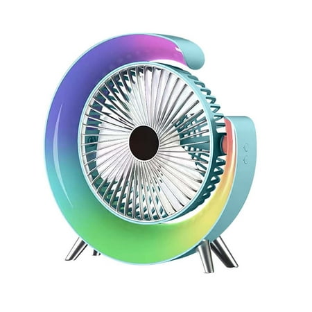 

Linjieee7 Small Loud Fan for Travel Colorful Light USB Charging Desktop Fan Led Atmosphere Light Home Office Dormitory Portable Fan Computer Desk Decoration Circulation Wind