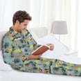 thumbnail image 6 of Honeii Hawaiian Style Pattern Mens Pajamas Set,2pcs Men's Lounge Long Sleeve Sleep Shirt and Pajama Bottoms Sleepwear Set,Mens Pjs Sets-X-Large, 6 of 7